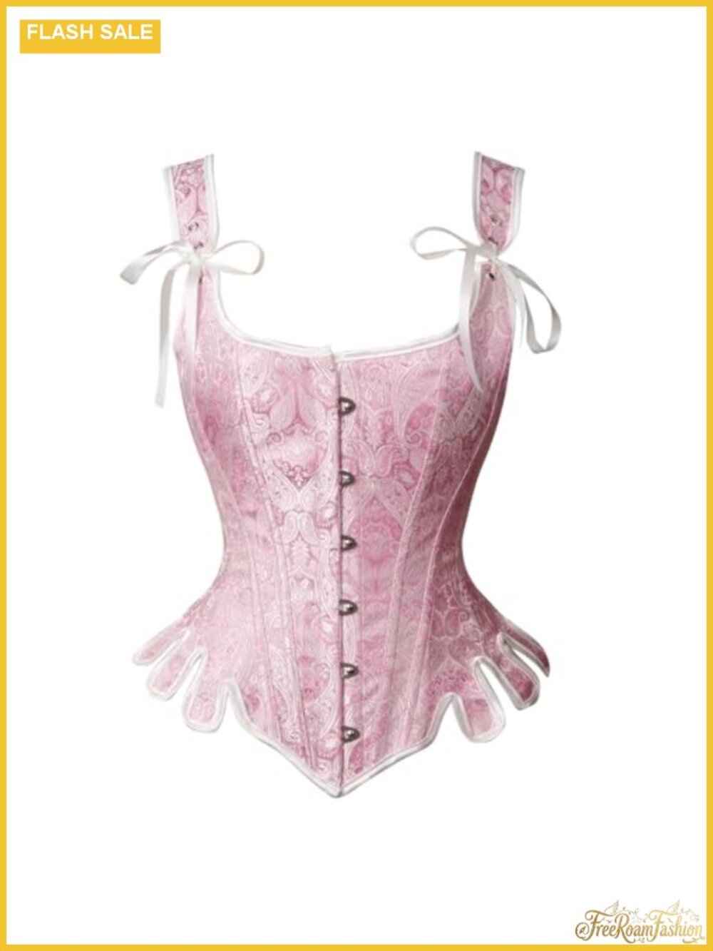 Victorian Vintage Brocade Lace Up Bustier Overbust Corset